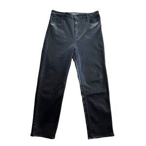 ASOS Women’s High Waisted Coated Wax Straight Leg Jeans Size 34/32 Black